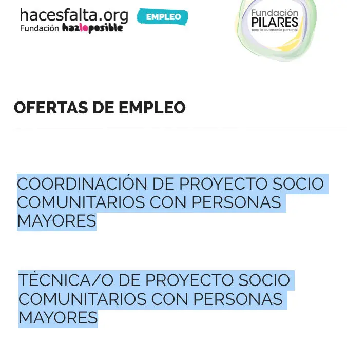 Oferta de empleo: proyecto socio comunitario con personas mayores. Coordinación y técnico/a