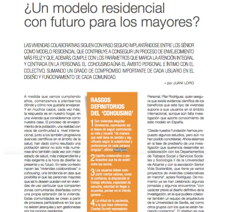 Entrevista a Pilar Rodríguez en la revista Nuestros Mayores de Senda Senior