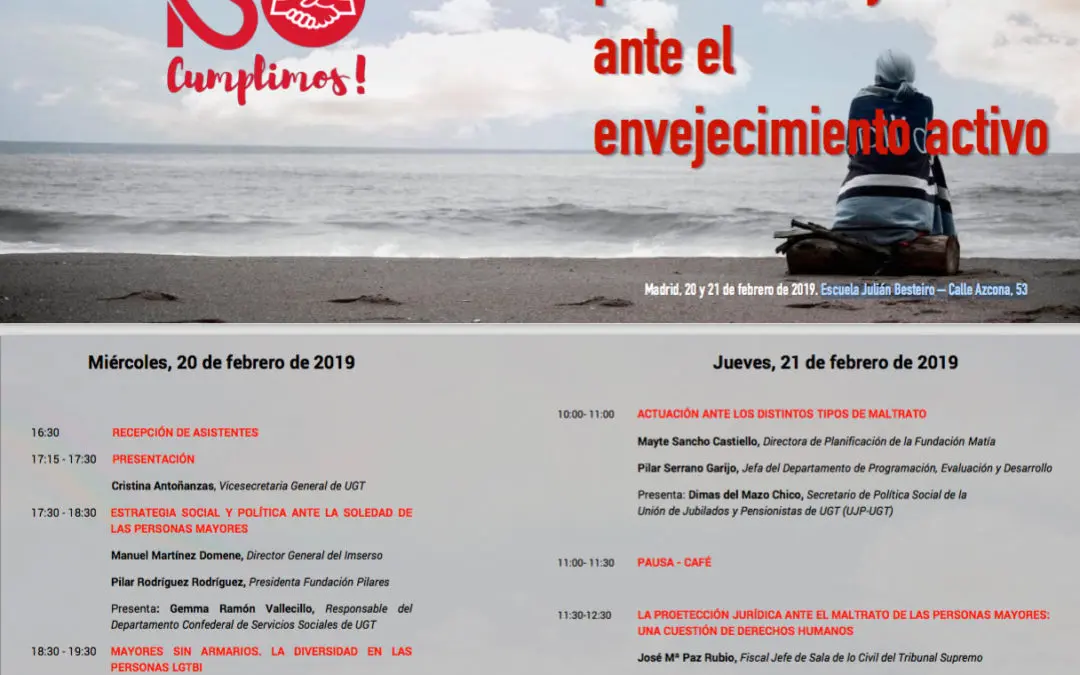 Pilar Rodríguez estará presente en las jornadas ‘La protección de las personas mayores ante el envejecimiento activo’ de UGT