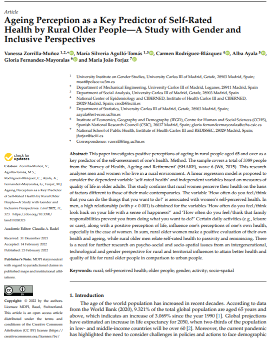 Ageing Perception as a Key Predictor of Self-Rated Health by Rural Older People—A Study with Gender and Inclusive Perspectives