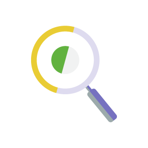 Inicio Fundación Pilares Icono de lupa con texto: Investigación y evaluación