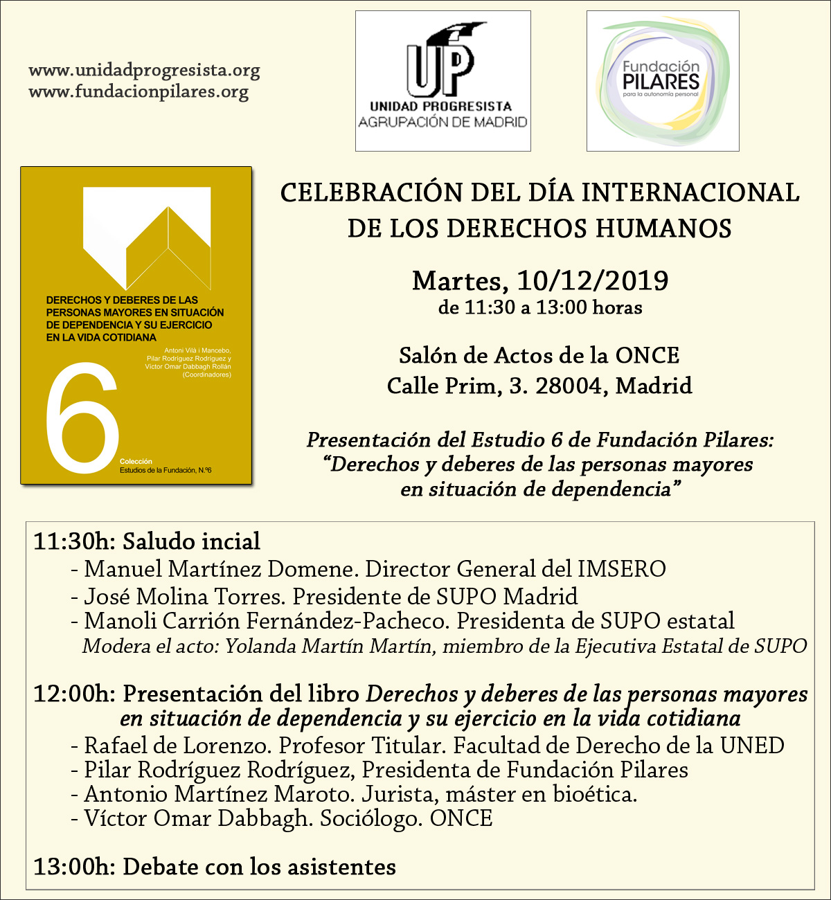 Celebración del Día Internacional de los Derechos Humanos. Madrid, 10/12/2019 191210 presentacion derechos diptico