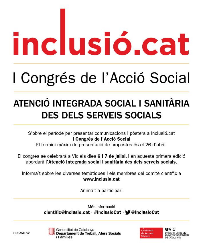 I Congreso de Acción Social. Atención Integrada Social y Sanitaria desde los Servicios Sociales Cartel incluisó.cat
