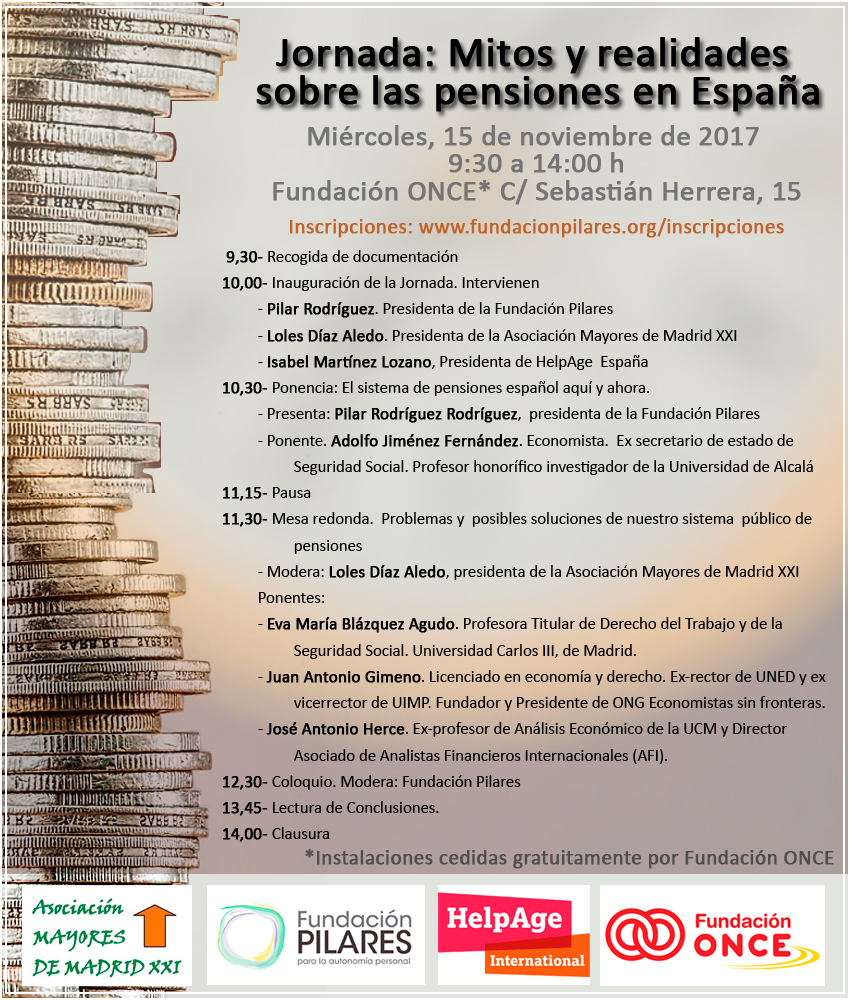 Jornada 'Mitos y realidades sobre las pensiones en España'. 15 noviembre 2017 171115 jornada pensiones programa 01