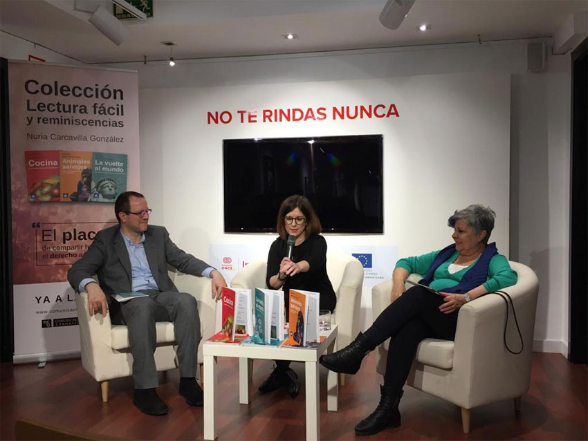 Pilar Rodríguez acompañó a la psicóloga Nuria Carcavilla en su presentación en Madrid de una trilogía para personas con problemas de memoria Nuria Carcavilla,Pilar Rodríguez y Óscar García