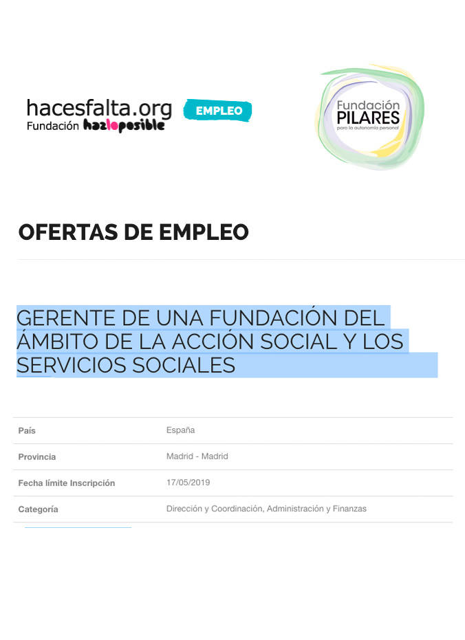 Oferta de empleo: proyecto socio comunitarios con personas mayores. Coordinación y técnico/a