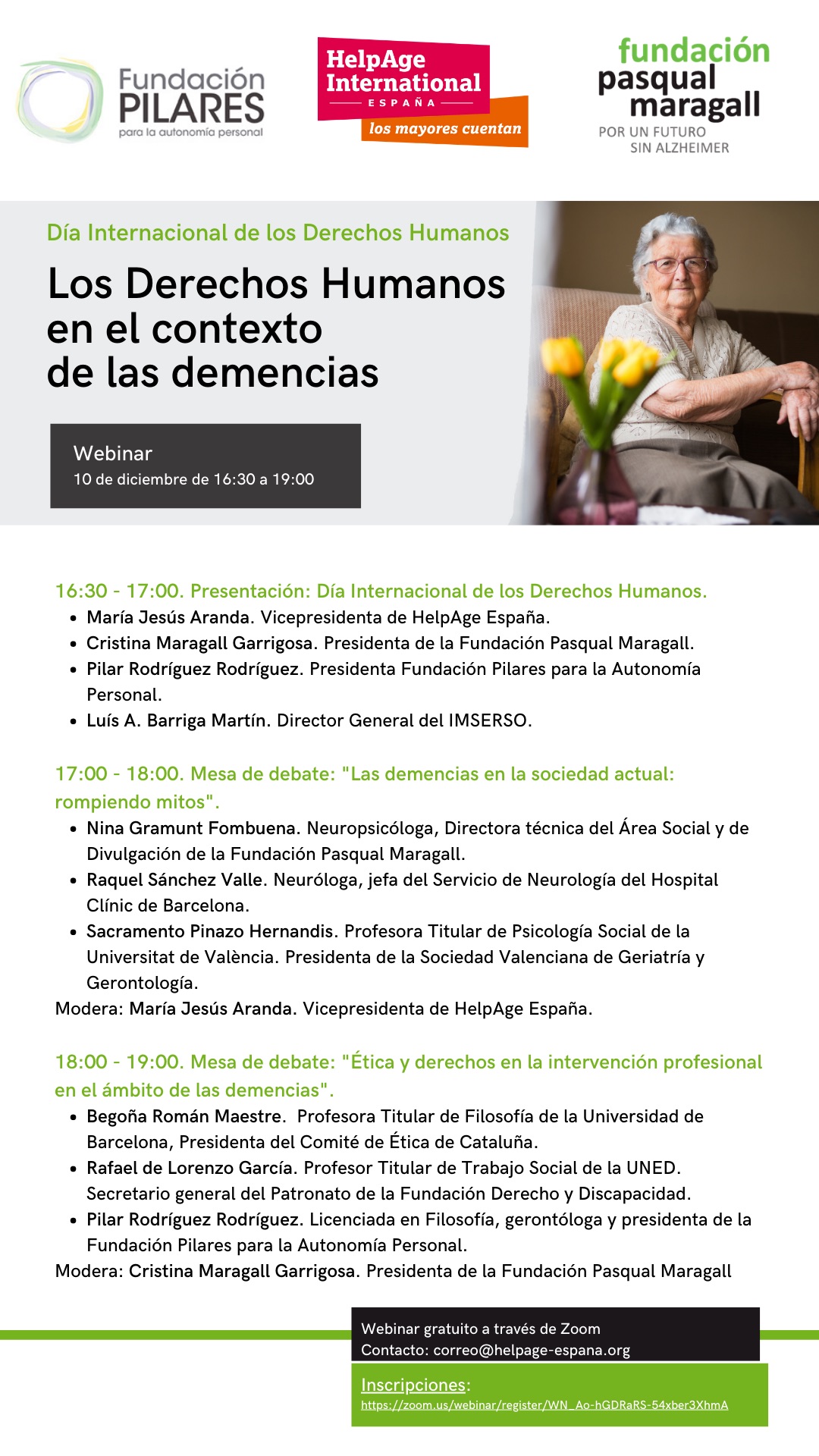 "Webinar a través de Zoom: Los Derechos Humanos en el contexto de las demencias" Programa Webinar DDHH Demencias 20201127