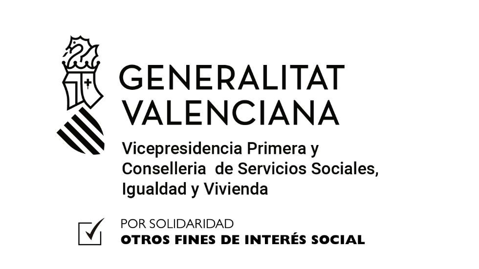 Cuidamos contigo Com. Valenciana Vicepresidencia Primera y Conselleria de Servicios Sociales Igualdad y Vivienda NEGRO fines sociales